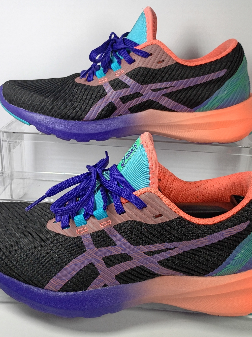 ASICS 1012A985 Mesh Lace Up Black Purple Orange Sneakers Women's 8
